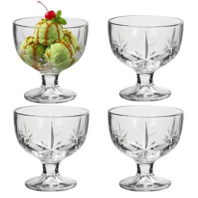Alessandro ijscoupe Fiji - 4x stuks - glas - kristal - 270 ml - 10 x 10 x 10 cm - ijs schaaltjes