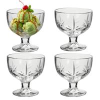 Alessandro ijscoupe Fiji - 4x stuks - glas - kristal - 270 ml - 10 x 10 x 10 cm - ijs schaaltjes