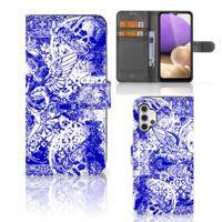 Telefoonhoesje met Naam Samsung Galaxy A32 4G Angel Skull Blauw