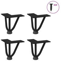 Haarnadelpoten voor Salontafel 4 st 10 cm massief staal zwart