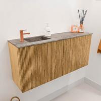 Toiletmeubel Mondiaz Joya Dlux | 90 cm | Meubelkleur Oak | Faye wastafel Oza Wasbak Links | 1 kraangat