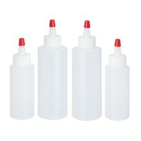 Doseerflessen/garneerflessen - 4x - kunststof - 60 ml en 120 ml - poffertjes knijpflessen Doseerflessen/garneerflessen - 4x - kunststof - 60 ml en 120 ml - poffertjes knijpflessen