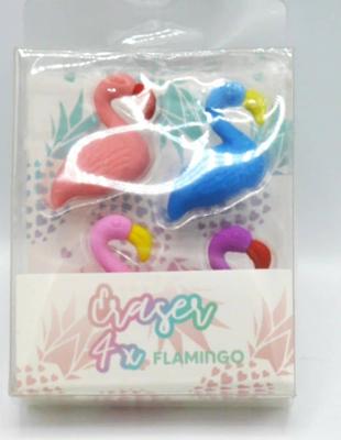 4 Flamingo gummen 3 cm groot