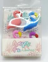 4 Flamingo gummen 3 cm groot 4 Flamingo gummen 3 cm groot