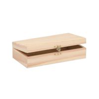 Glorex hobby houten kistje met sluiting en deksel - 20 x 12 x 6 cm - Sieraden/spulletjes/pennenbak   -