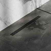 Douchegoot Brauer StanDrain 70x7 cm Zwart Vloerflens Inclusief Kunststof Sifon Verstelbare Poten