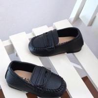 British Style Kids Leather Slip-On Loafer Shoes, Soft Sole Toddler Boys Shoes, Autumn New Arrival Black1 / EUR26