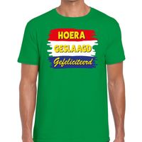 Hoera geslaagd gefeliciteerd t-shirt groen heren