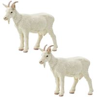 Set van 2x stuks speelgoed nep witte geiten 8 cm - Speelfiguren - thumbnail