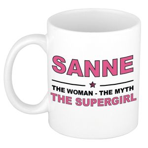 Sanne The woman, The myth the supergirl cadeau koffie mok / thee beker 300 ml