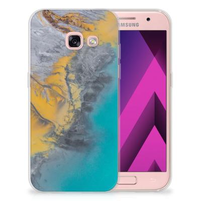 Samsung Galaxy A3 2017 | TPU | Siliconen hoesje | Marble Blue Gold