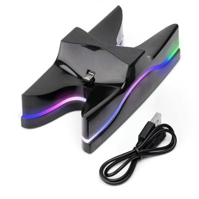 Speciale UFO vorm 2 x USB opladen Dock Station Stand / Controller opladen Stand voor voor PS4 Playstation 4 met Multi kleuren LED (zwart)
