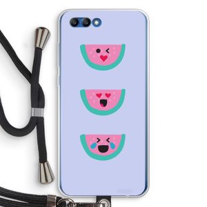 Smiley watermeloen: Honor 10 Transparant Hoesje met koord