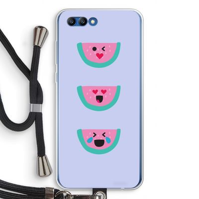 Smiley watermeloen: Honor 10 Transparant Hoesje met koord