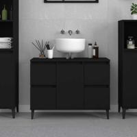 Wastafelkast 80x33x60 cm bewerkt hout zwart