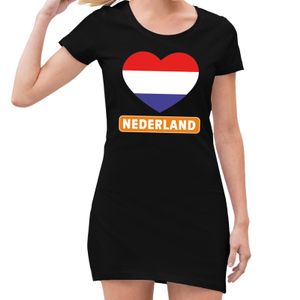 Nederland met rood wit blauw hart  jurk zwart dames XL  -