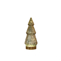 Kerstboompje glas 10led op batterij met timer 23.5x10 cm metallic goud - Annas collection