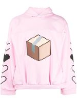 Natasha Zinko Smiley Box print hoodie - Rose - thumbnail