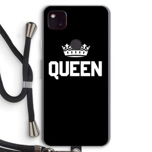 Queen zwart: Pixel 4a 5G Transparant Hoesje met koord