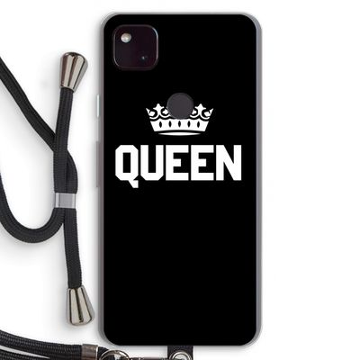 Queen zwart: Pixel 4a 5G Transparant Hoesje met koord