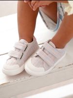 Stoffen tennisschoenen met klittenband voor babymeisjes meerkleurig - thumbnail