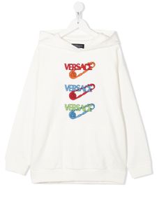 Versace Kids hoodie en coton à logo imprimé - Blanc