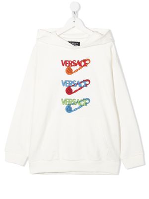 Versace Kids hoodie en coton à logo imprimé - Blanc