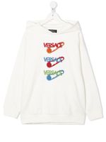 Versace Kids hoodie en coton à logo imprimé - Blanc