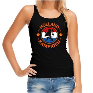 Zwart fan tanktop / kleding Holland kampioen met leeuw EK/ WK voor dames XL  -