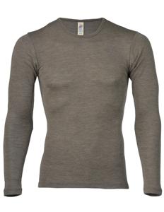 Heren Shirt Lange Mouw Zijde Wol Engel Natur Kleur Walnut Maat 50/52 - Large