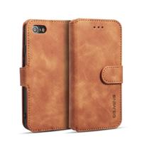 Dg. MING retro olie kant horizontale flip case met houder & kaartsleuven & portemonnee voor iPhone 7/8 (bruin)