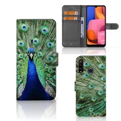 Samsung Galaxy A20s | Telefoonhoesje | Met pasjeshouder | Pauw