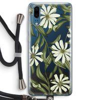 Wit bloemenpatroon: Huawei P20 Transparant Hoesje met koord