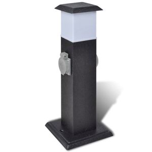VidaXL Buitenstopcontact op zuil met lamp (zwart)