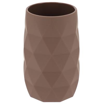 Badkamer Tandenborstelbeker Diamond - bruin - kunststof - 6 x 12 cm