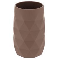 Badkamer Tandenborstelbeker Diamond - bruin - kunststof - 6 x 12 cm