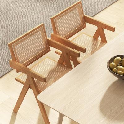 4-Delige Set Eetkamerstoelen Keukenstoelen van Bamboe & Gesimuleerd Riet 50 x 52 x 81 cm Natuur