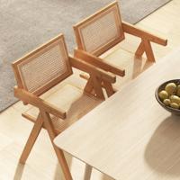 4-Delige Set Eetkamerstoelen Keukenstoelen van Bamboe & Gesimuleerd Riet 50 x 52 x 81 cm Natuur