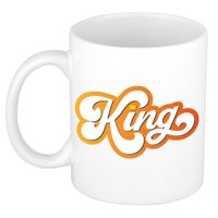 Koningsdag King met kroontje mok/ beker wit 300 ml - thumbnail