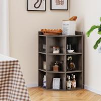 Hoekplank met Oplaadstation op 3 Niveaus Open Houten Plank met 9 Vakken 2 USB-Poorten 4 Stopcontacten voor Boeken Speelgoed Hoekplank met Oplaadstation op 3 Niveaus Open Houten Plank met 9 Vakken 2 USB-Poorten 4 Stopcontacten voor Boeken Speelgoed