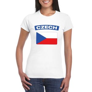 T-shirt met Tsjechische vlag wit dames