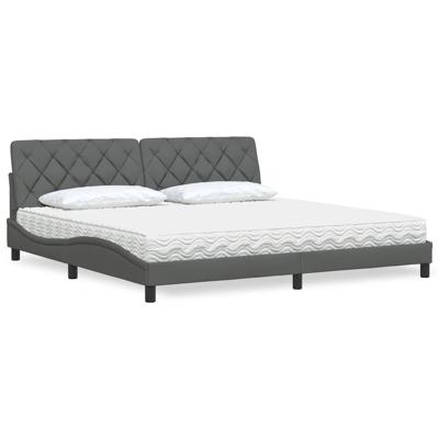 Bed met matras stof donkergrijs 200x200 cm
