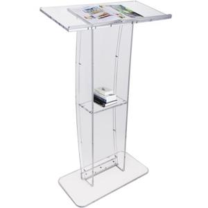 VEVOR acryl podium 47" hoge helder acryl podiumstandaard met breed leesgebied en opbergvak, vloerstaande helder acryl preekstoelen voor kerk, kantoor, school