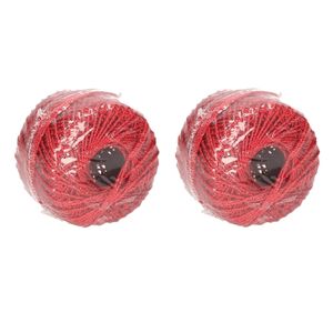 2x Rode glitter touw 20 meter hobby/cadeaulint