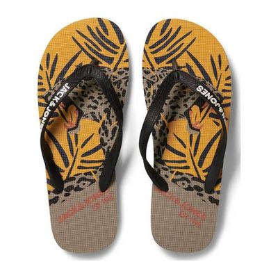 JACK & JONES teenslippers zwart/geel JACK & JONES teenslippers zwart/geel