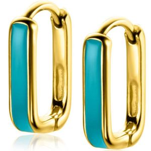 Zinzi ZIO2339T Oorringen zilver-emaille goudkleurig-turquoise 15 x 4 mm
