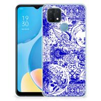 Silicone Back Case OPPO A15 Angel Skull Blauw
