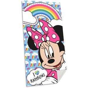 Disney Minnie Mouse strand/badlaken - 70 x 140 cm - katoen - voor kinderen - Strandlakens