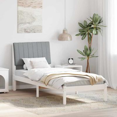 Bedframe met hoofdeinde Wit 75 x 190 cm Stof