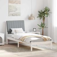 Bedframe met hoofdeinde Wit 75 x 190 cm Stof